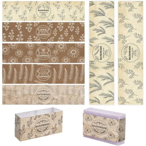 90pcs Plant Soap Paper Wrapper Tags Sleeves Covers Labels for Soap Lotion
