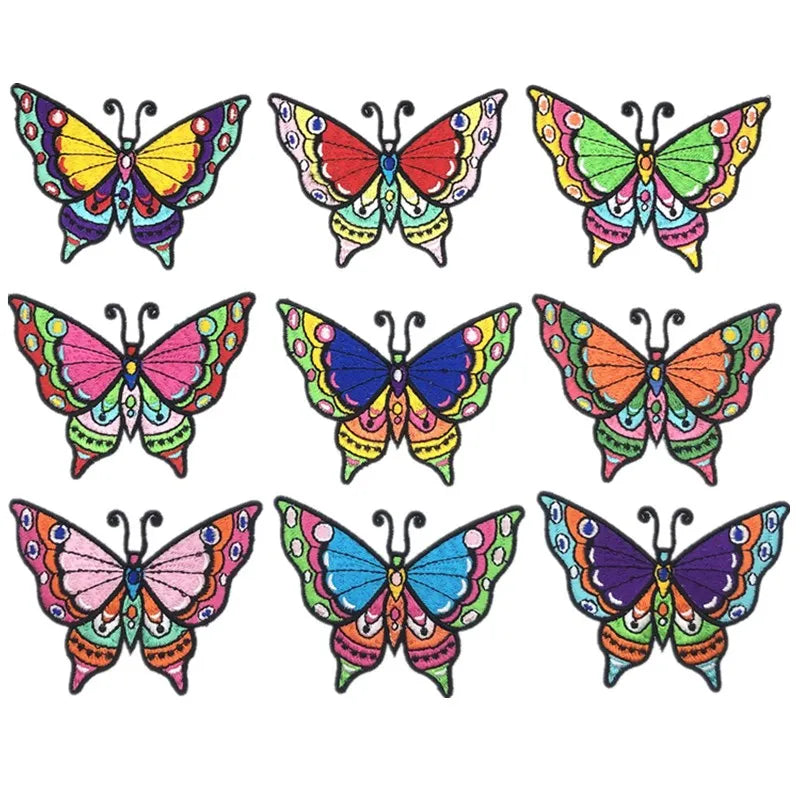 90pcs Butterfly Iron On Patch Sew Embroidered Fabric Stickers DIY Sewing Craft