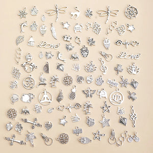90pcs Mixed Animal Leaf Heart Charms DIY Jewelry Making