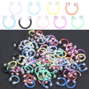 Acrylic Glitter Nose Septum Piercing Hoop