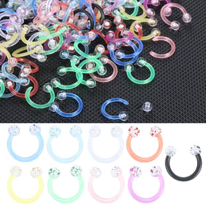 Acrylic Glitter Nose Septum Piercing Hoop