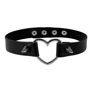90s Silver Heart Spike Collar Women Harness Choker Necklace