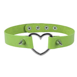 90s Silver Heart Spike Collar Women Harness Choker Necklace