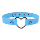 90s Silver Heart Spike Collar Women Harness Choker Necklace