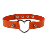 90s Silver Heart Spike Collar Women Harness Choker Necklace
