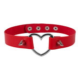 90s Silver Heart Spike Collar Women Harness Choker Necklace