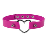 90s Silver Heart Spike Collar Women Harness Choker Necklace