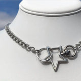 90s Star Hollow Metal Pendant Necklace