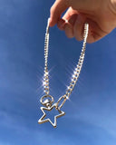 90s Star Hollow Metal Pendant Necklace