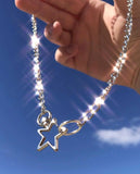 90s Star Hollow Metal Pendant Necklace