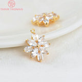4PCS Zircon Flower Charm Pendants 20x22MM 1.5MM Hole