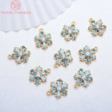4PCS 13x10MM 24K Brass Snowflake Charms Pendants DIY Findings Accessories