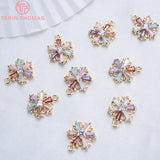 4PCS 13x10MM 24K Brass Snowflake Charms Pendants DIY Findings Accessories