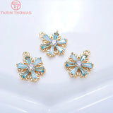 4PCS 13x10MM 24K Brass Snowflake Charms Pendants DIY Findings Accessories