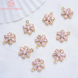 4PCS 13x10MM 24K Brass Snowflake Charms Pendants DIY Findings Accessories