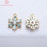 4PCS 13x10MM 24K Brass Snowflake Charms Pendants DIY Findings Accessories