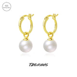 Silver Plated Minimalist Earrings with Natural Pearl
