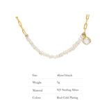 925 Silver Baroque Pearl Plated Necklace Fine Jewelry