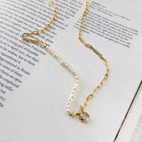 925 Silver Baroque Pearl Plated Necklace Fine Jewelry