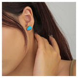925 Silver Retro Shell Water Drop Earrings With Turquoise Jewelry
