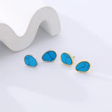 925 Silver Retro Shell Water Drop Earrings With Turquoise Jewelry