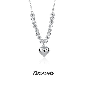 925 Silver Bead Heart Necklace for Girls Birthday Party Jewelry