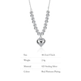 925 Silver Bead Heart Necklace for Girls Birthday Party Jewelry