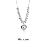 925 Silver Bead Heart Necklace for Girls Birthday Party Jewelry