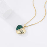 Sterling Silver Heart Necklace with Malachite for Women
