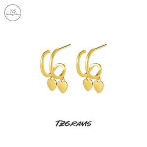 925 Silver Heart-Shaped French Earrings Women's Birthday Party Jewelry