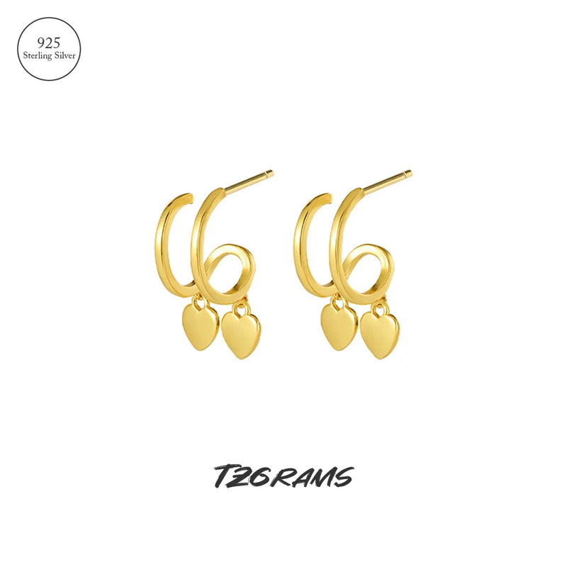 925 Silver Heart-Shaped French Earrings Women's Birthday Party Jewelry