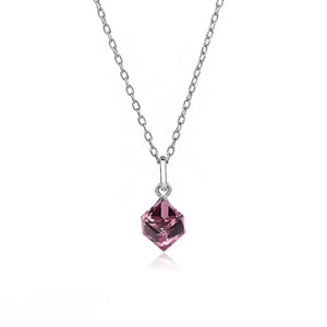 Sterling Silver Necklace With Austria Crystal Pendant