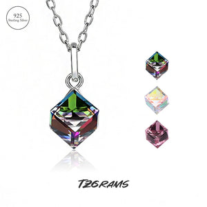 Sterling Silver Necklace With Austria Crystal Pendant