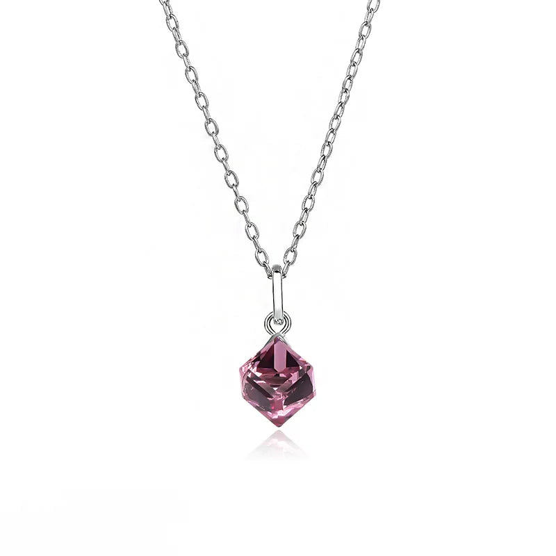 Sterling Silver Necklace With Austria Crystal Pendant