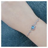 Sterling Silver Cat's Eye Stone Bracelet Geometric Shape Party Jewelry