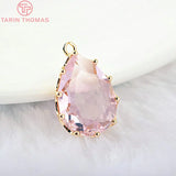 6PCS 22x14MM 24K Champagne Brass Glass Tear Drop Charms Pendants