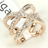 Exaggerated Silver Rose Multilayer Ring with Zirconia for Bride