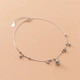 Silver Ankle Bracelet with Bells Decoration - Adjustable Leg Chain