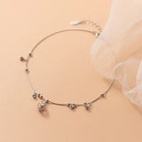 Silver Ankle Bracelet with Bells Decoration - Adjustable Leg Chain