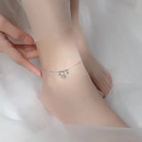 Silver Ankle Bracelet with Bells Decoration - Adjustable Leg Chain
