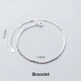 925 Anklet Women Sterling Silver Female Geometric Bracelet Fine Chain