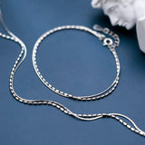 925 Anklet Women Sterling Silver Female Geometric Bracelet Fine Chain