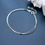 925 Anklet Women Sterling Silver Female Geometric Bracelet Fine Chain