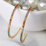 Classic Colorful Zircon Large Stud Earrings for Women