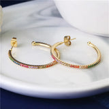 Classic Colorful Zircon Large Stud Earrings for Women