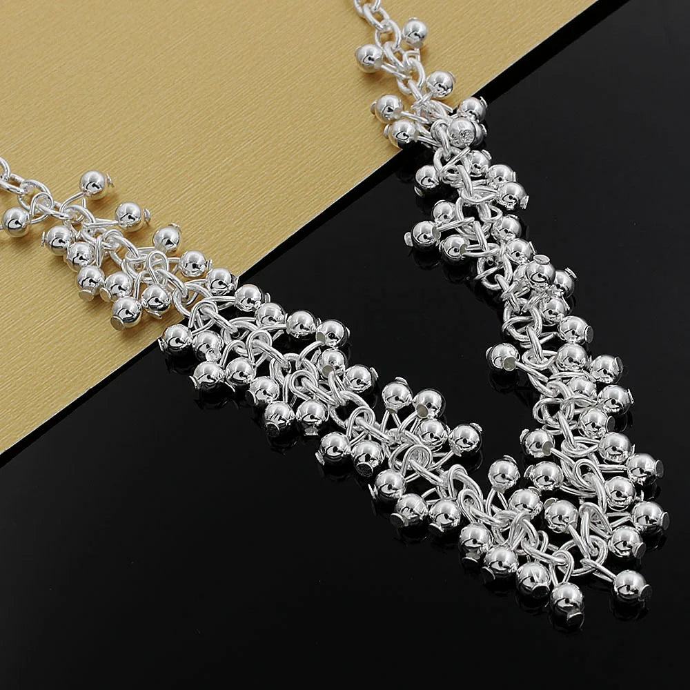 925 Silver smooth beads grape necklace Women charm Classic Jewelry