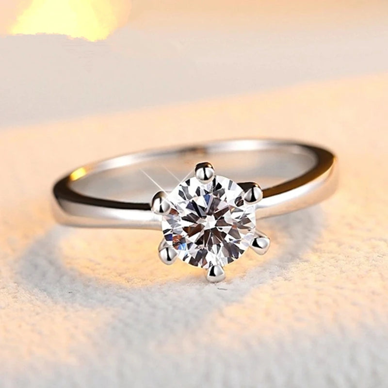 925 Silver Crystal Rings Zircon Size 6/7/8/9 Wedding Engagement Party