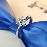 925 Silver Crystal Rings Zircon Size 6/7/8/9 Wedding Engagement Party