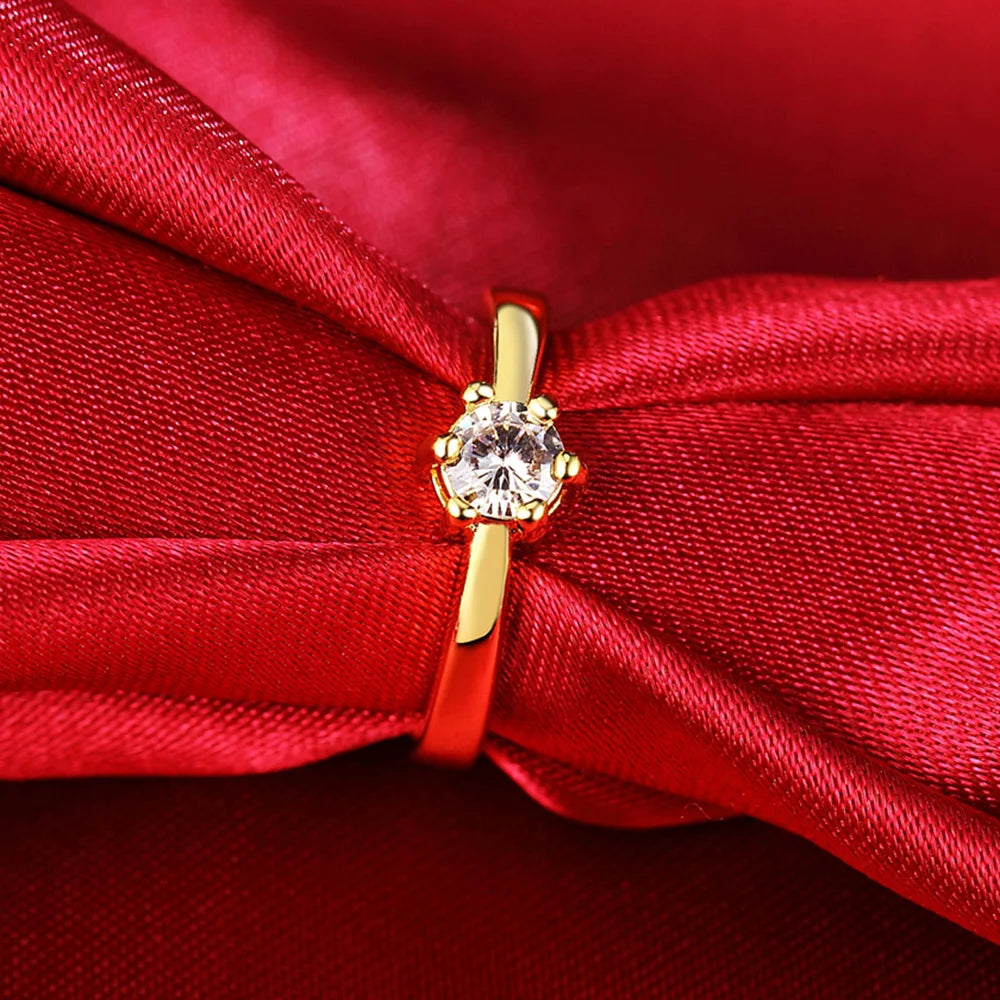 925 Silver Crystal Rings Zircon Size 6/7/8/9 Wedding Engagement Party