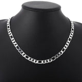925 Silver Necklace Bracelet Set Classic Geometric Chain